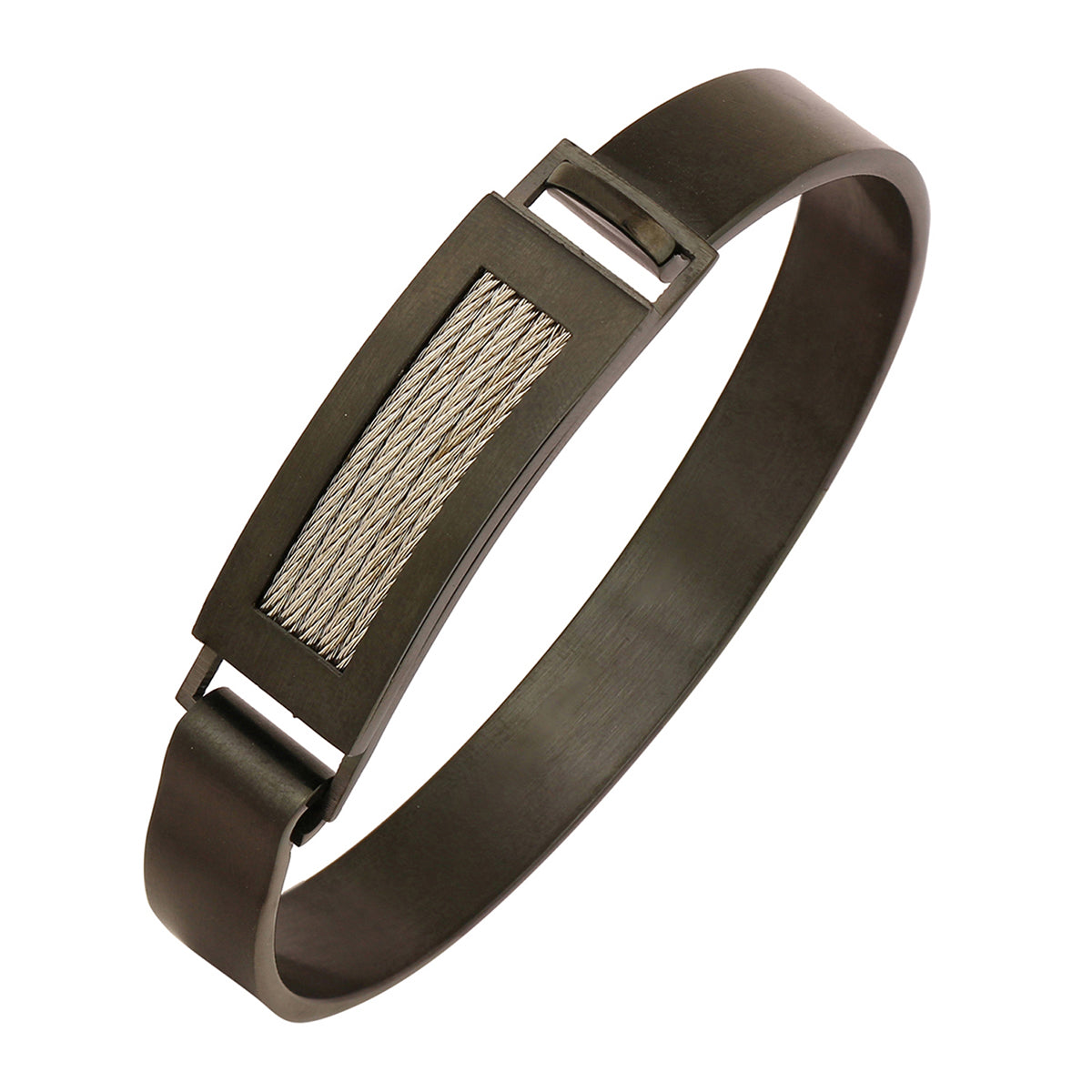 Square Rope Black Silver Stainless Steel Kada Bangle Bracelet Men Main image