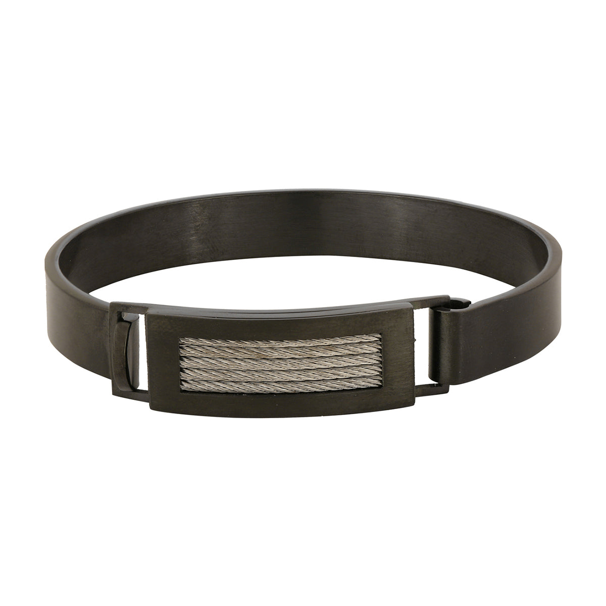 Square Rope Black Silver Stainless Steel Kada Bangle Bracelet Men Secondary image