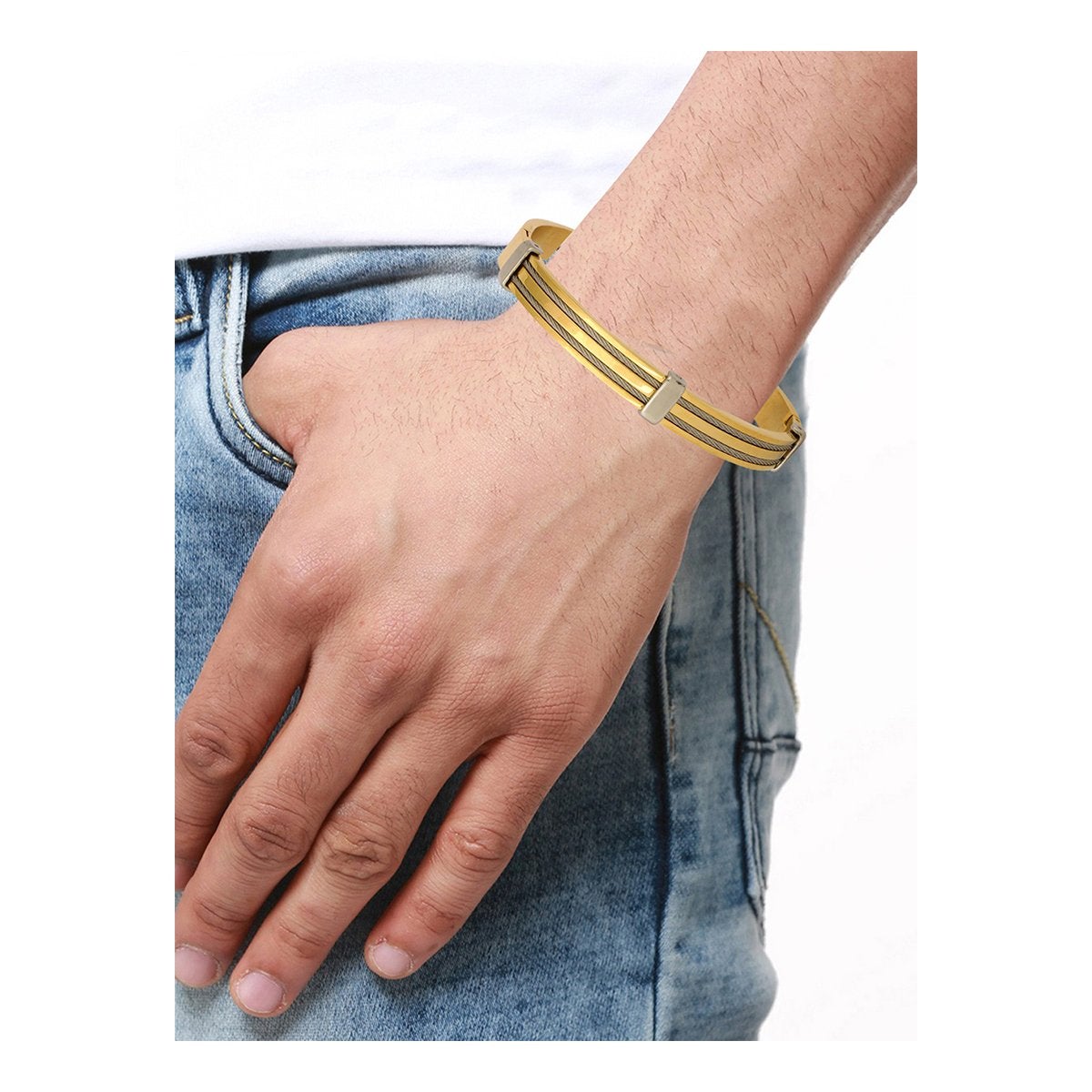Rope 18K Gold Silver 316L Stainless Steel Kada Bracelet For Men Bulk