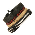 Multi Strand Handcrafted Leather Wrist Band Casual Bracelet Men Bulk
