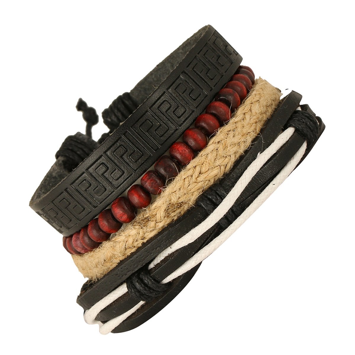 Multi Strand Handcrafted Leather Wrist Band Casual Bracelet Men Bulk