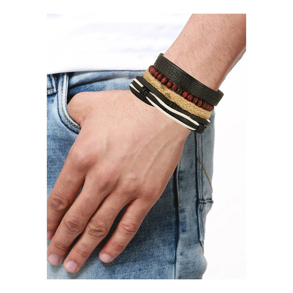 Multi Strand Handcrafted Leather Wrist Band Casual Bracelet Men Bulk