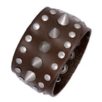Punk Brown Handcrafted Leather Wrist Band Strap Biker Bracelet Bulk