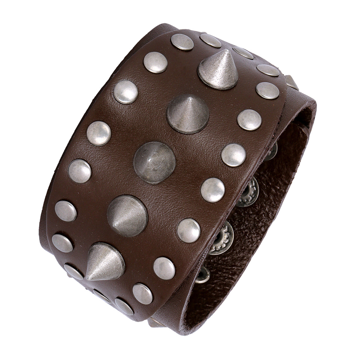 Punk Brown Handcrafted Leather Wrist Band Strap Biker Bracelet Bulk