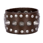 Punk Brown Handcrafted Leather Wrist Band Strap Biker Bracelet Bulk
