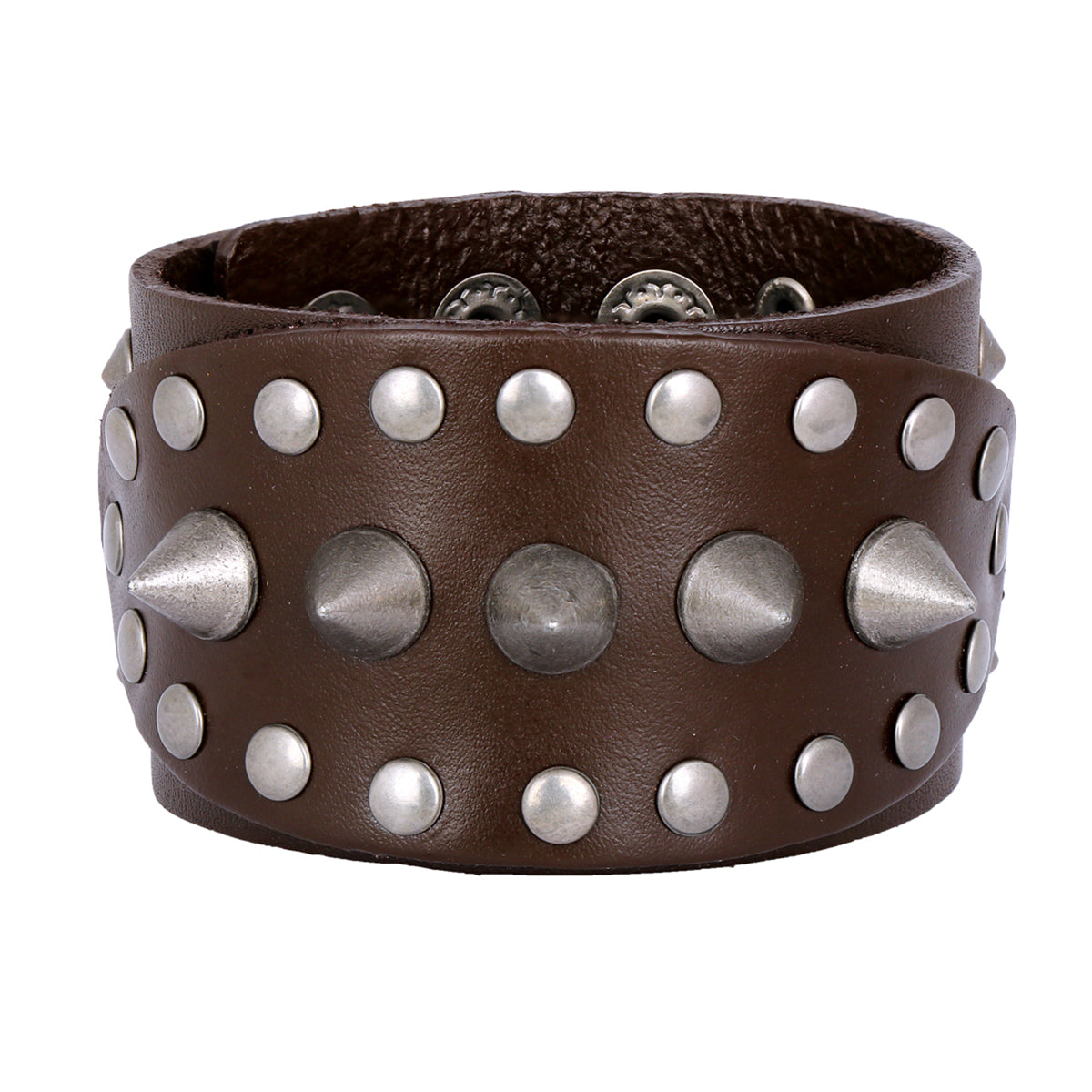 Punk Brown Handcrafted Leather Wrist Band Strap Biker Bracelet Bulk