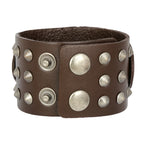 Punk Brown Handcrafted Leather Wrist Band Strap Biker Bracelet Bulk