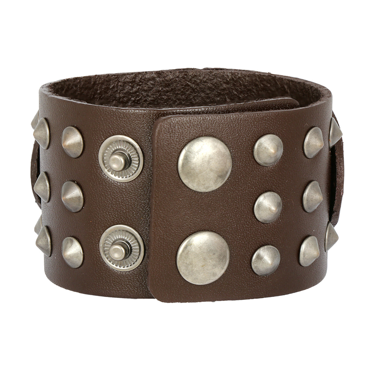Punk Brown Handcrafted Leather Wrist Band Strap Biker Bracelet Bulk