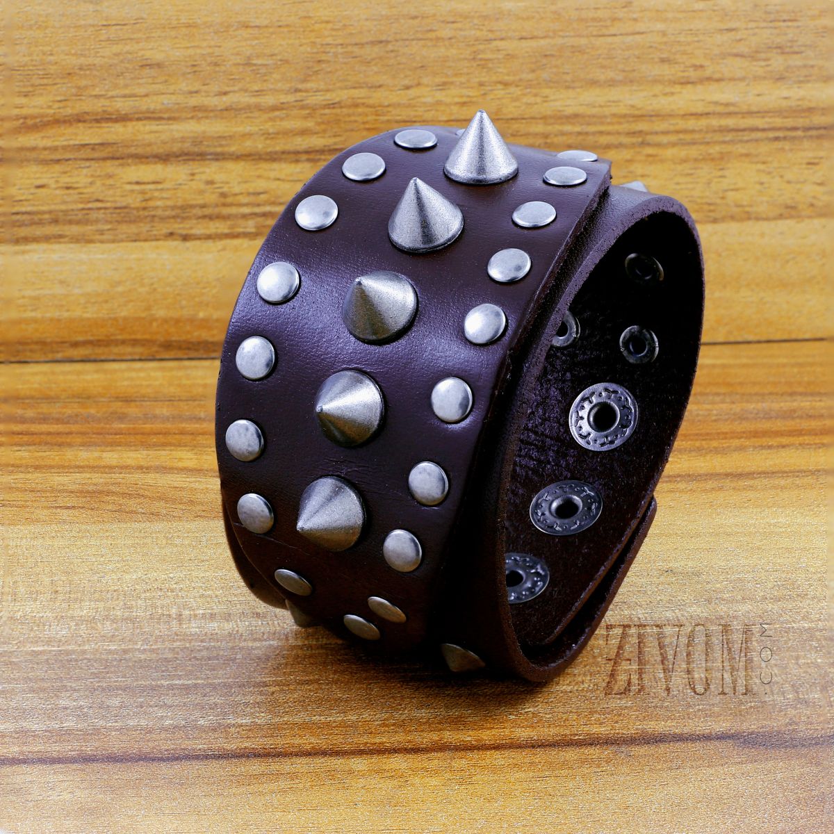 Punk Brown Handcrafted Leather Wrist Band Strap Biker Bracelet Bulk
