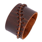 Casual Dark Brown Handcrafted Leather Wrist Band Biker Bracelet Bulk