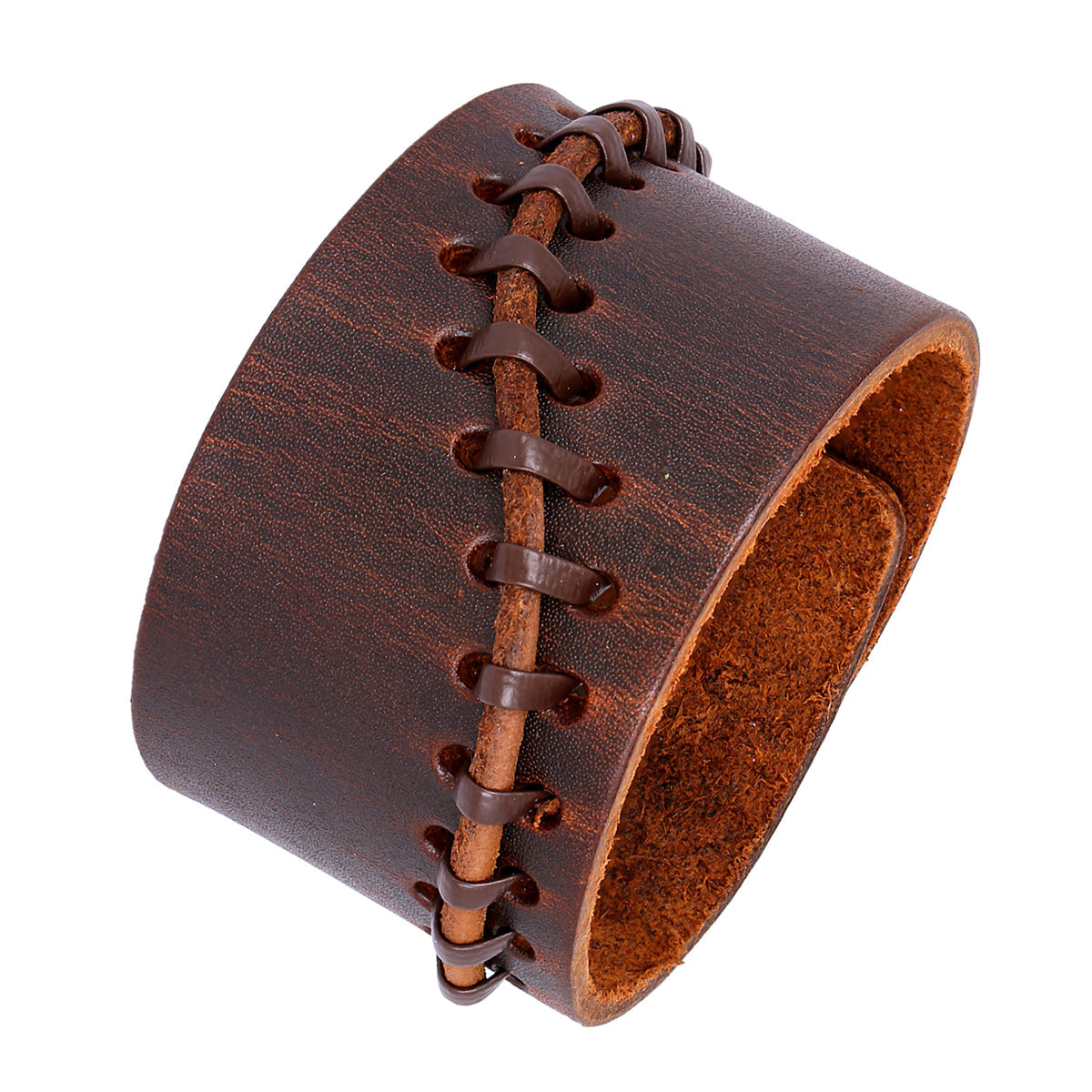 Casual Dark Brown Handcrafted Leather Wrist Band Biker Bracelet Bulk