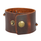 Casual Dark Brown Handcrafted Leather Wrist Band Biker Bracelet Bulk