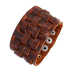 Funky Tan Brown Handcrafted Leather Wrist Band Biker Bracelet Men
