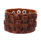 Funky Tan Brown Handcrafted Leather Wrist Band Biker Bracelet Men