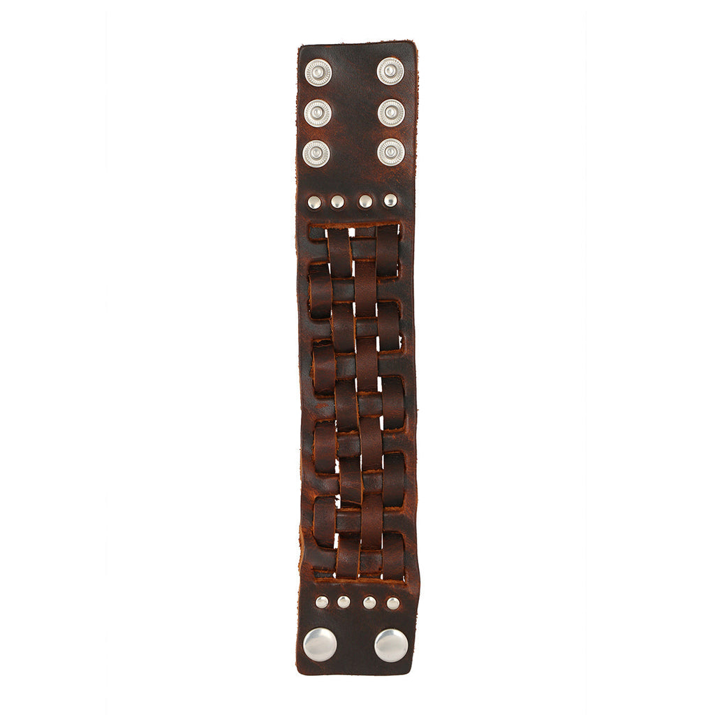 Funky Tan Brown Handcrafted Leather Wrist Band Biker Bracelet Men