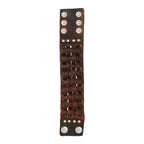 Funky Tan Brown Handcrafted Leather Wrist Band Biker Bracelet Men