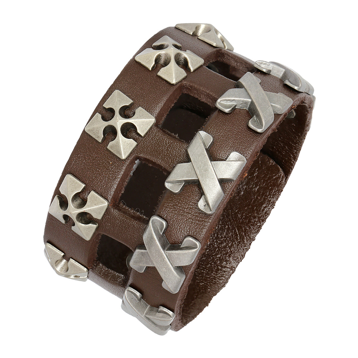 Funky Accents Handcrafted Leather Wrist Band Biker Bracelet Bulk