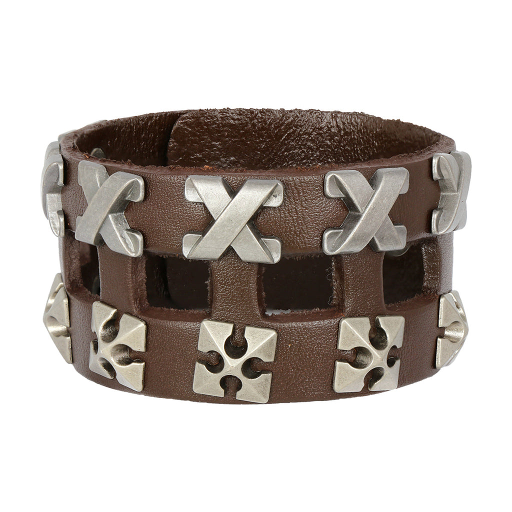 Funky Accents Handcrafted Leather Wrist Band Biker Bracelet Bulk