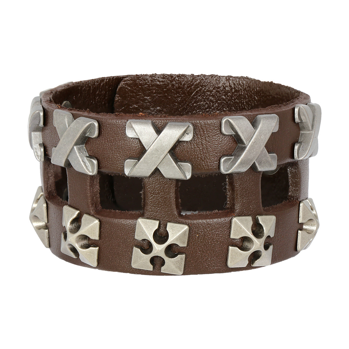 Funky Accents Handcrafted Leather Wrist Band Biker Bracelet Bulk
