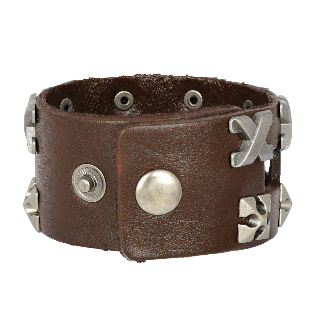 Funky Accents Handcrafted Leather Wrist Band Biker Bracelet Bulk