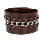 Casual Chain Dark Brown Handcrafted Leather Wrist Band Bracelet Bulk