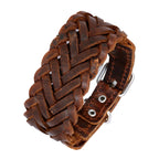 Braided Dark Brown Handcrafted Leather Wrist Band Biker Bracelet Bulk