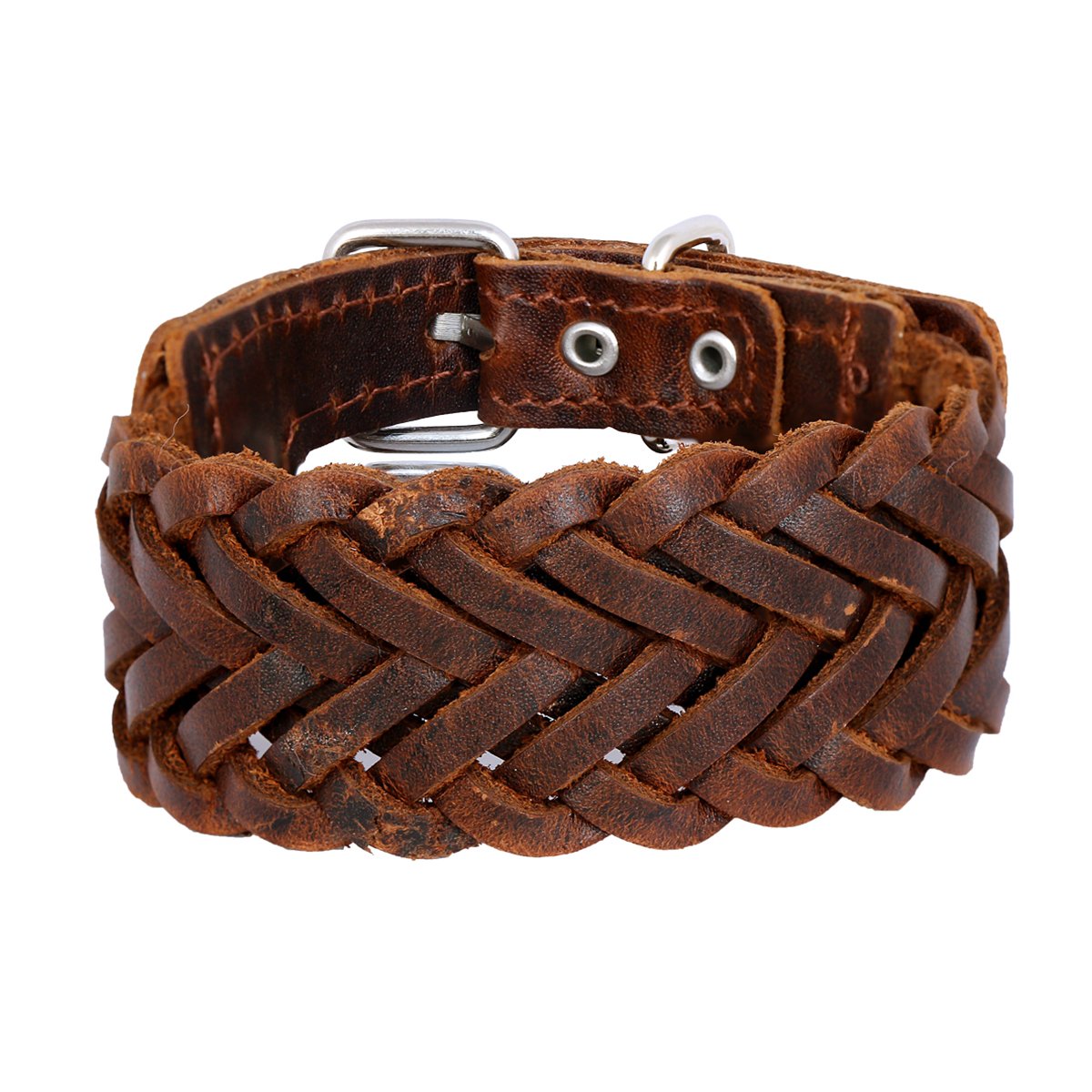 Braided Dark Brown Handcrafted Leather Wrist Band Biker Bracelet Bulk