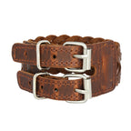 Braided Dark Brown Handcrafted Leather Wrist Band Biker Bracelet Bulk