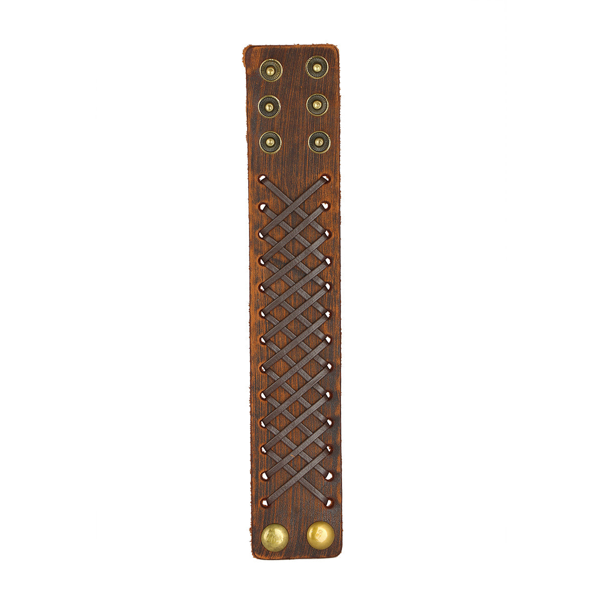 Stitched Braided Tan Brown Handcrafted Leather Wrist Band Bracelet Men