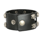 Punk Funky Skull Black Handcrafted Leather Wrist Band Biker Bracelet