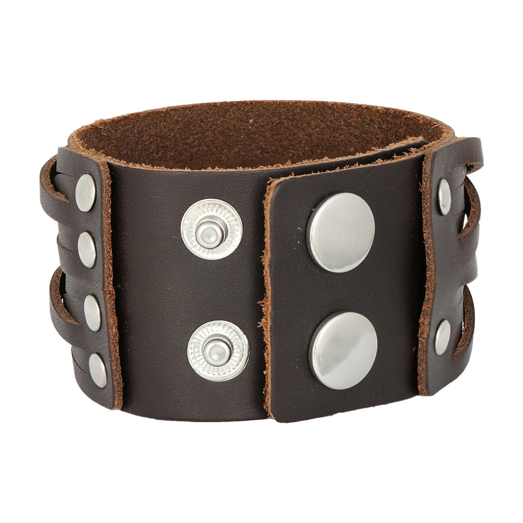 Braided Brown Handcrafted Leather Wrist Band Strap Biker Bracelet Bulk