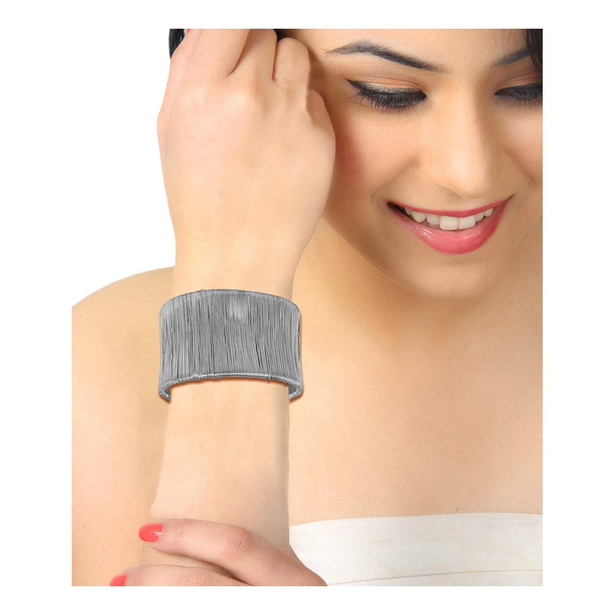Stylish Party Wear Mesh Silver Cuff Kada Bangle For Women Bulk