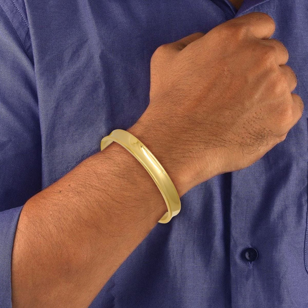 Glossy Gold 316L Stainless Steel Openable Cuff Kada Bracelet Men Bulk
