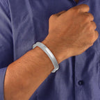 Glossy Silver Stainless Steel Openable Cuff Kada Bracelet For Men