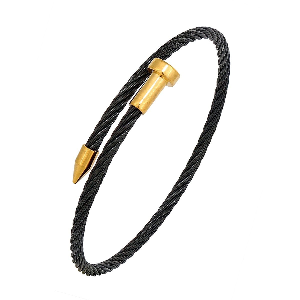 Gold Black 316L Stainless Steel Openable Cuff Kada Bracelet Men Bulk