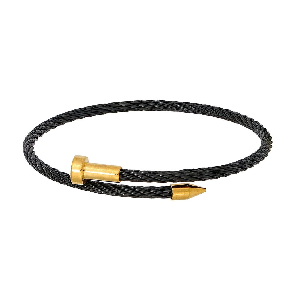 Gold Black 316L Stainless Steel Openable Cuff Kada Bracelet Men Bulk