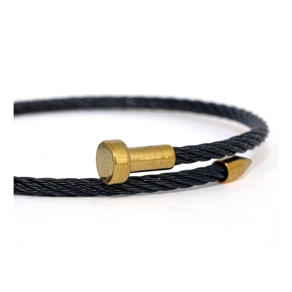 Gold Black 316L Stainless Steel Openable Cuff Kada Bracelet Men Bulk