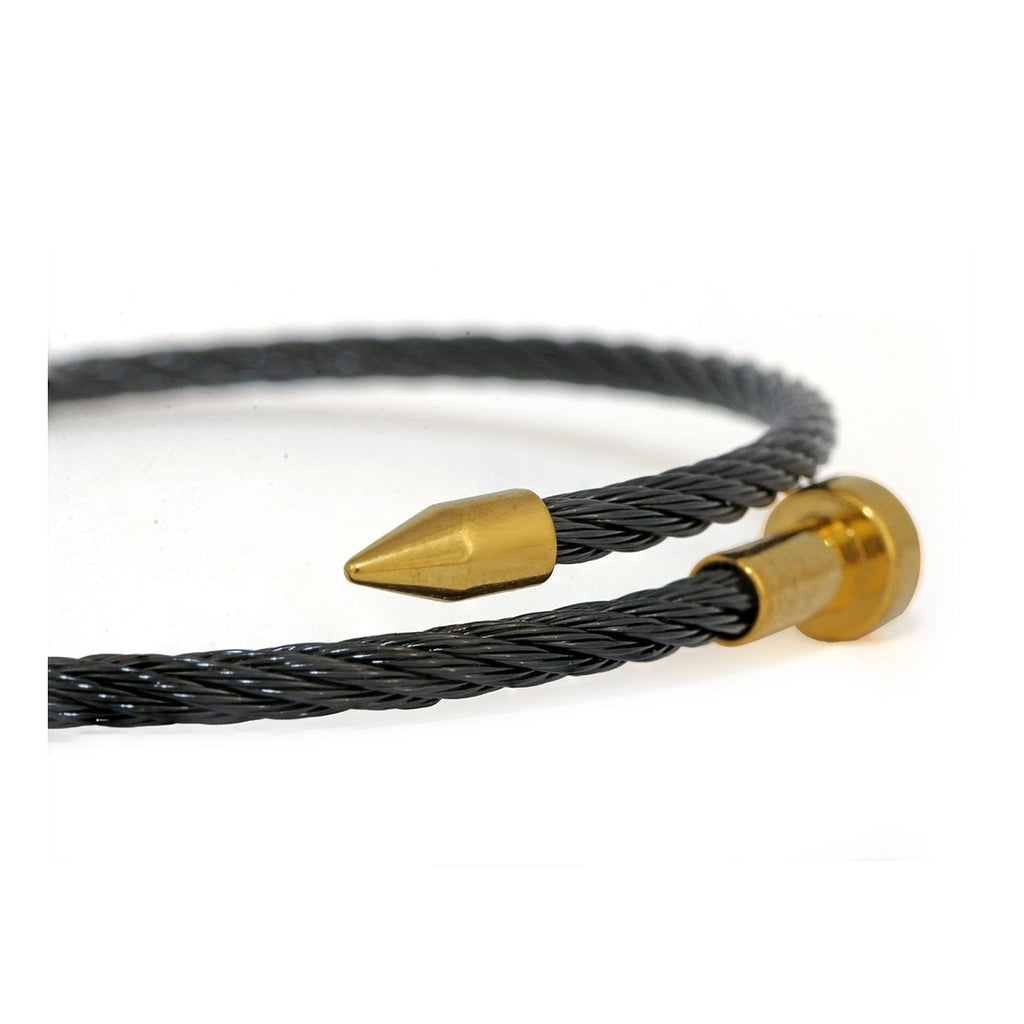 Gold Black 316L Stainless Steel Openable Cuff Kada Bracelet Men Bulk