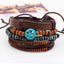 Peace Handcrafted Brown Leather Wrist Band Multi Strand Bracelet Bulk