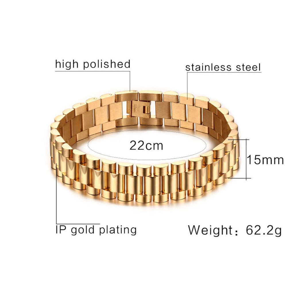 Italian Designer Glossy 18K Gold 316L Stainless Steel Bracelet Bulk