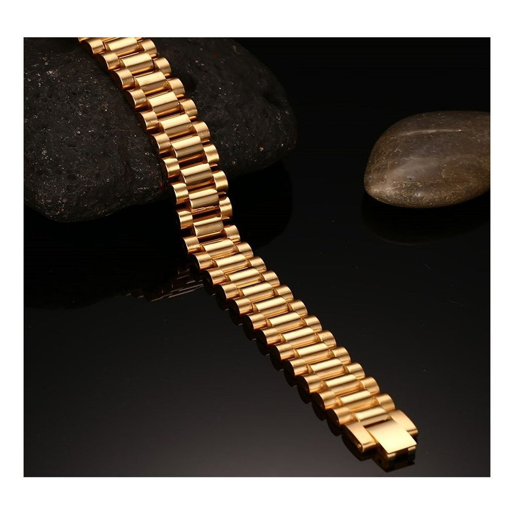Italian Designer Glossy 18K Gold 316L Stainless Steel Bracelet Bulk