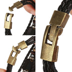 Rudder Anchor Brass Black Leather Wrist Band Strand Bracelet Men Bulk