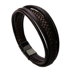 Braided Multi-Layer Brown Leather Wrist Wrap Band Bracelet Bulk