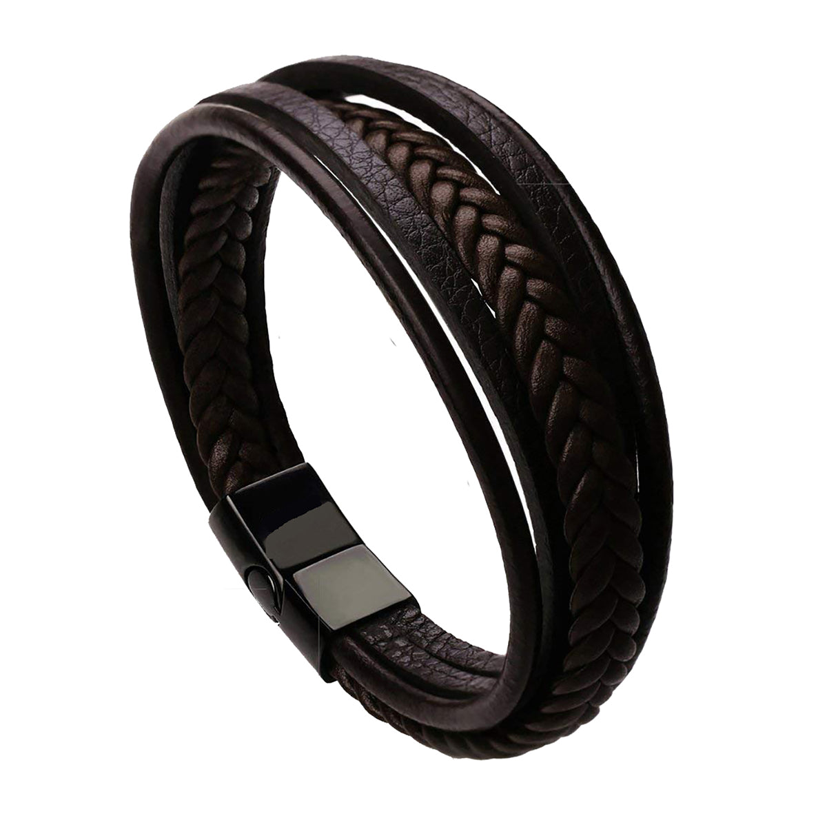 Braided Multi-Layer Brown Leather Wrist Wrap Band Bracelet Bulk