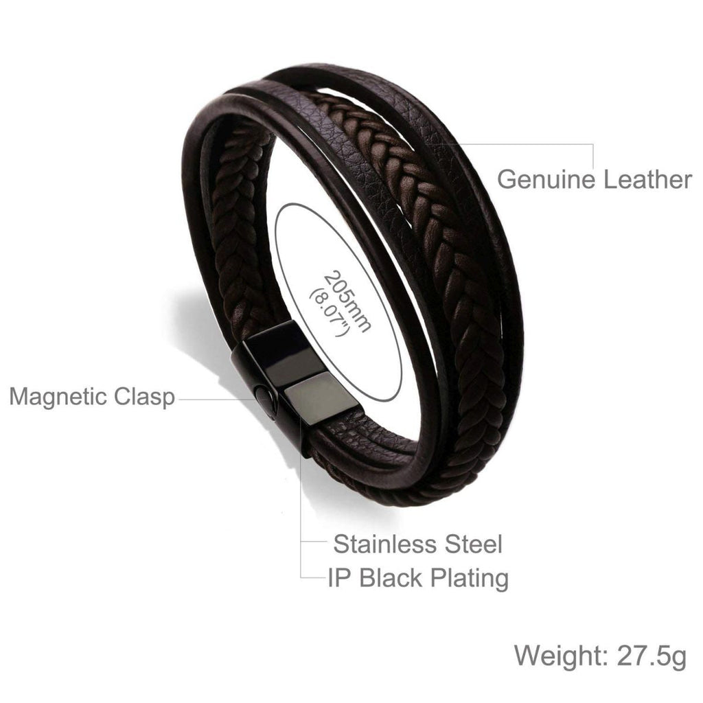 Braided Multi-Layer Brown Leather Wrist Wrap Band Bracelet Bulk