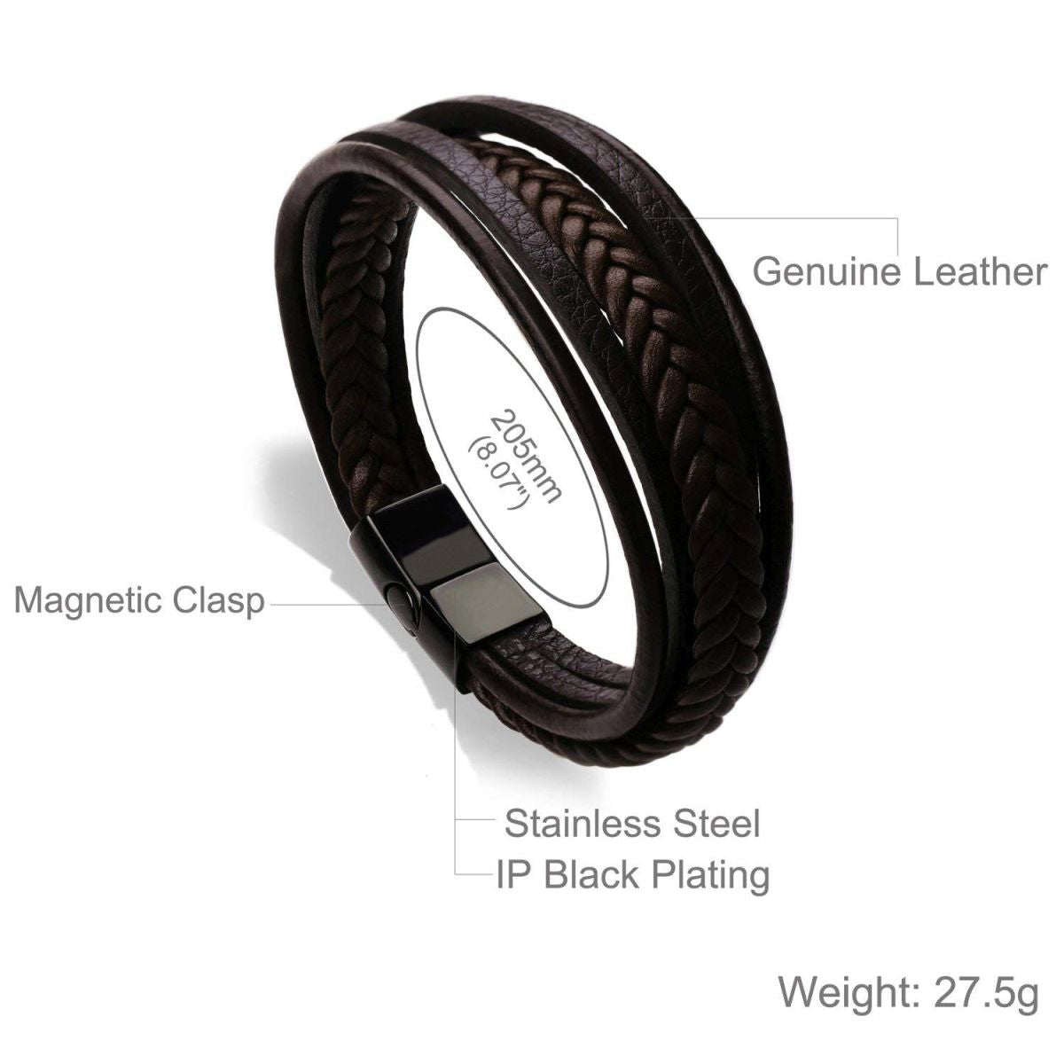 Braided Multi-Layer Brown Leather Wrist Wrap Band Bracelet Bulk
