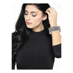 Leaf Tribal Afghani Oxidised German Silver Stretch Bracelet Women