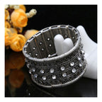 Tibetan Tribal Afghani Oxidised German Silver Stretch Bracelet Bulk