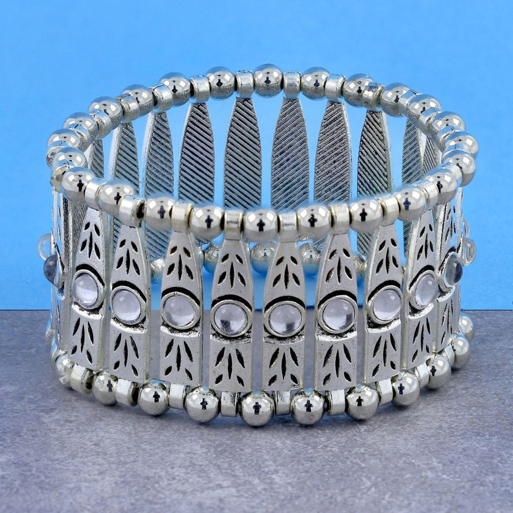 Tibetan Tribal Afghani Oxidised German Silver Stretch Bracelet Bulk