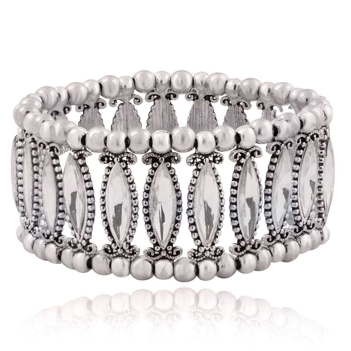Tibetan Tribal Afghani Oxidised German Silver Stretch Bracelet Bulk Secondary image